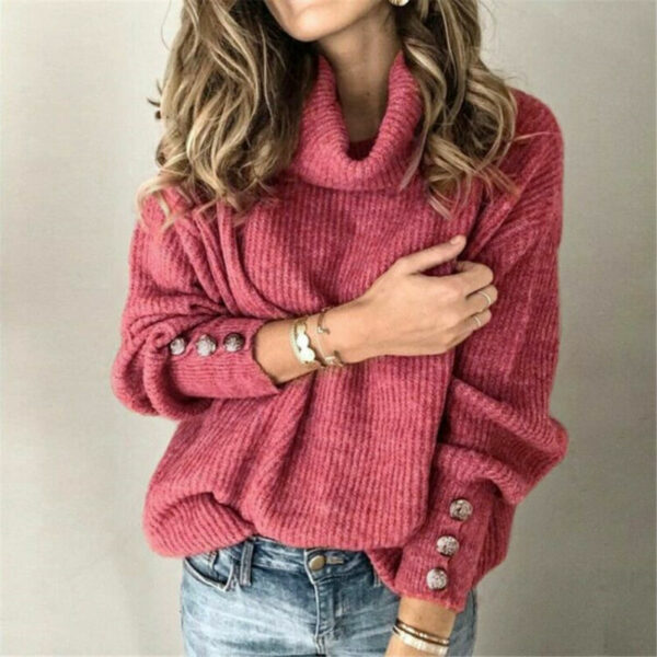 Turtleneck With Buttons On Sleeve Sweater - Image 2