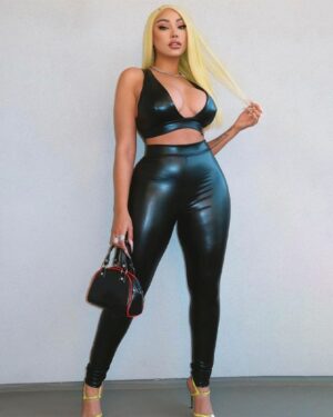 Faux Leather Crop Top & High Waist Leggings Set