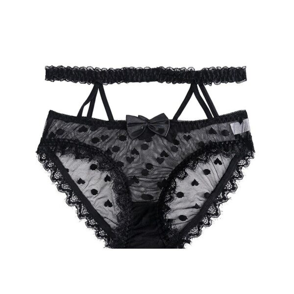 White Embroidery High Waist Mesh Lace Panties - Image 6