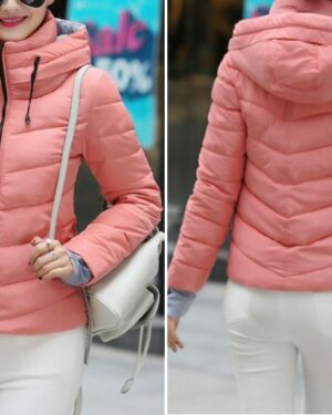 Pink Parka Padded Panel With Hood Jacket