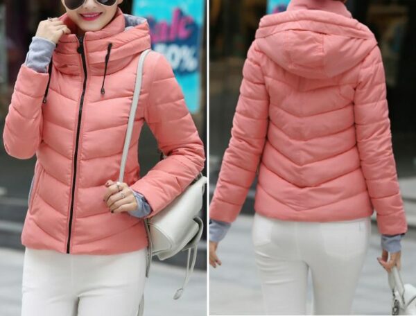 Pink Parka Padded Panel With Hood Jacket