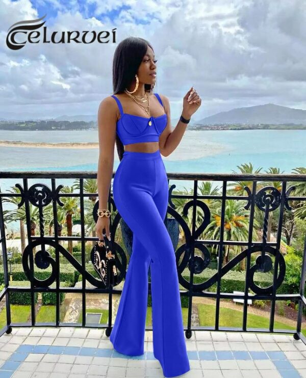 Fitted Crop Top And Trousers Set - Image 6