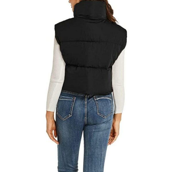 Khaki Crop Padded Puffer Gilet - Image 3