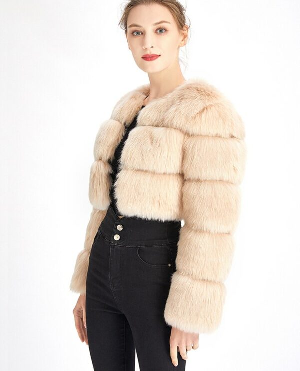 Faux Fur Crop Top Coat - Image 2