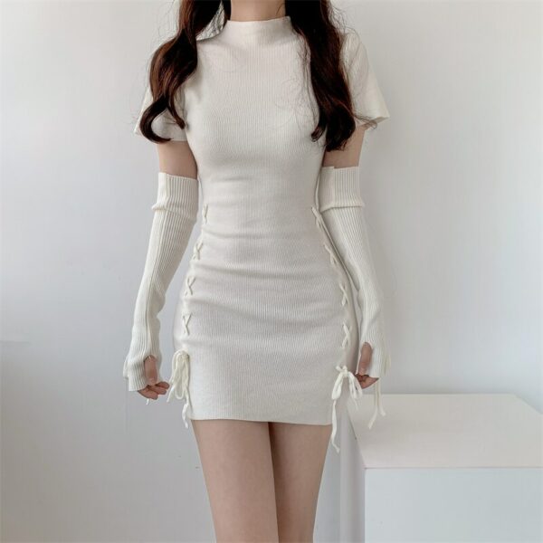 Knitted Mini Dress With Matching Gloves - Image 3