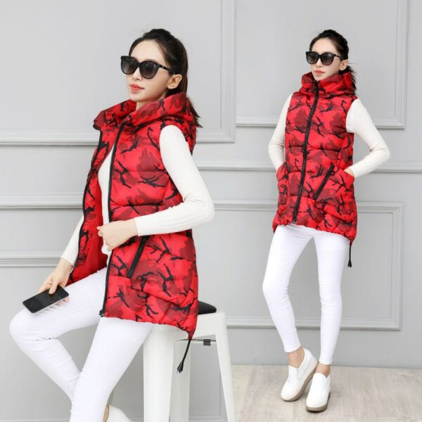 Pattern Print Gilet With Hood - Image 2