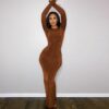 Knitted Long Sleeve Bodycon Maxi Dress