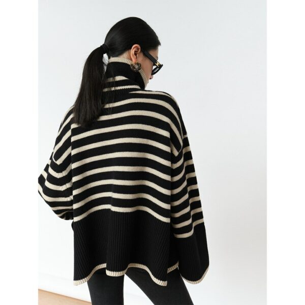 Black Striped Turtleneck Jumper - Image 3