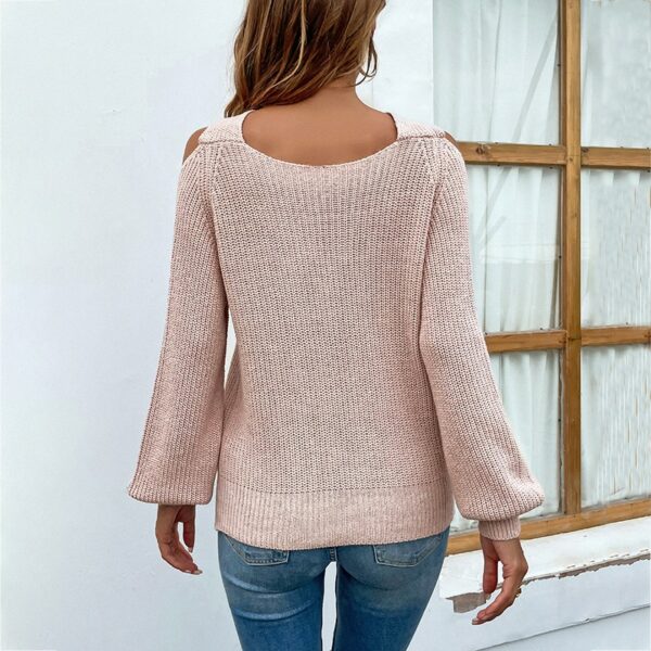 Chic Criss-Cross Neck Sweater - Image 2