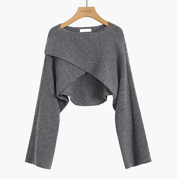 Black Long Sleeve Cross Sweater - Image 3