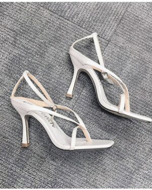 White Ankle Strap Pumps