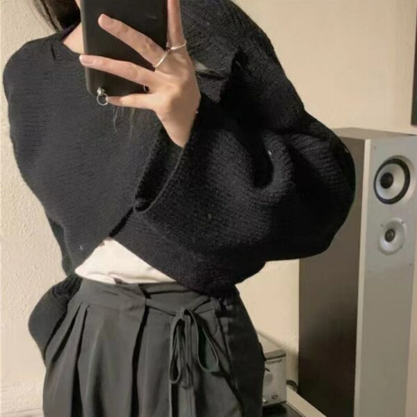 Black Long Sleeve Cross Sweater