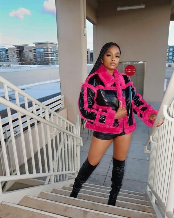Black Faux Leather Patchwork Coat - Image 3