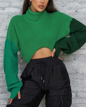 Cropped Colourblock Patchwork Jumper