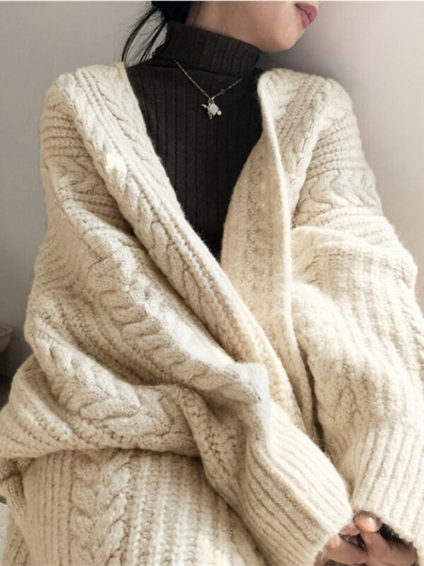 Dark Grey Loose Dough Twist Sweater - Image 3