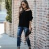 Grey V Neck Oversize Long Sleeve Jumper - Image 3