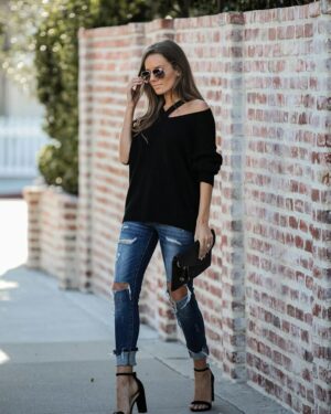 V Neck Oversize Long Sleeve Jumper