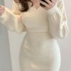 Knitted V-Neck Mini Jumper Dress