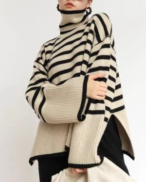 Striped Turtleneck Sweater