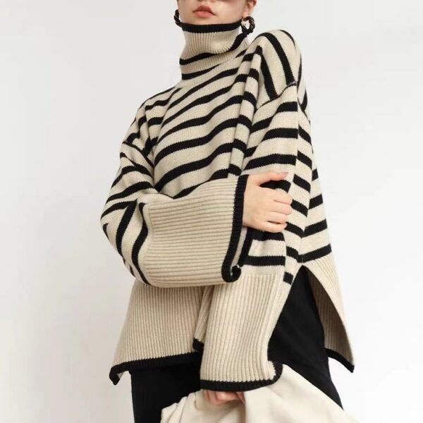 Black Striped Turtleneck Jumper - Image 4