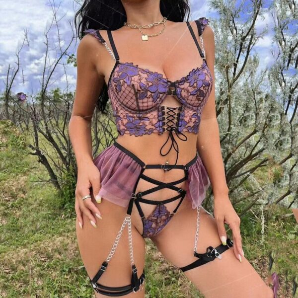 Ruffle Embroidery Bra and Panty Set - Image 4