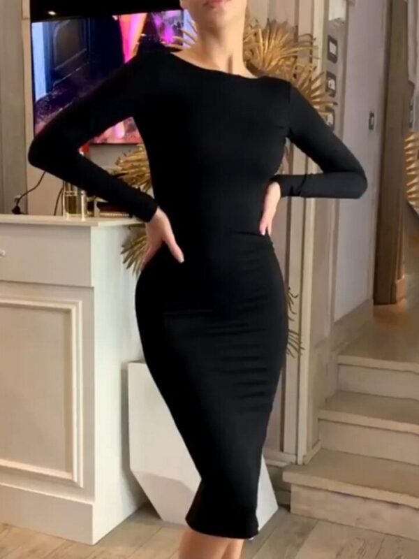 Zipper Design Long Sleeve Dress - Image 6