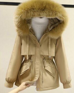 Khaki Fur Parka Jacket
