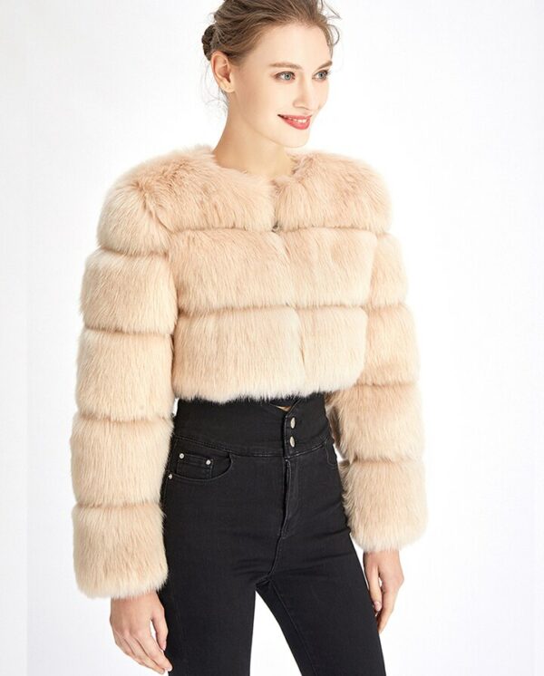 Faux Fur Crop Top Coat - Image 3