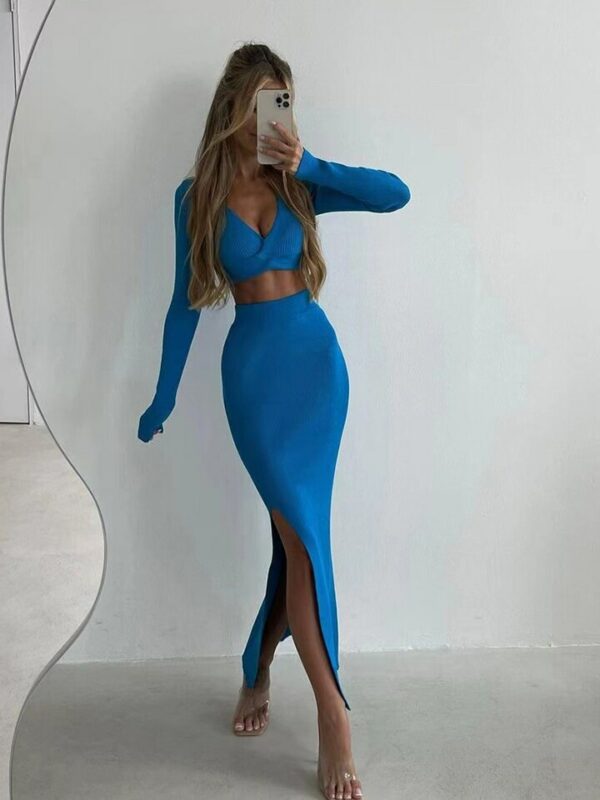 Short Top And High Waist Mini Skirt Set - Image 4