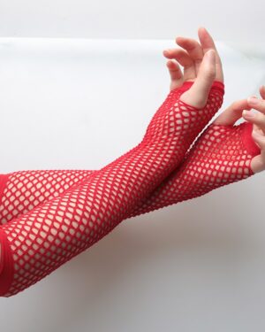 Mesh Fingerless Long Dance Gloves