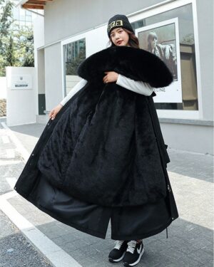 Black Long Parka Reversible Hooded Coat