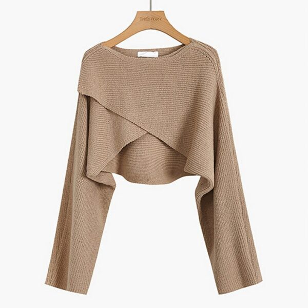 Black Long Sleeve Cross Sweater - Image 4