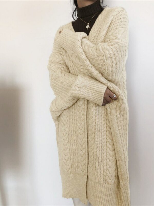 Dark Grey Loose Dough Twist Sweater - Image 4