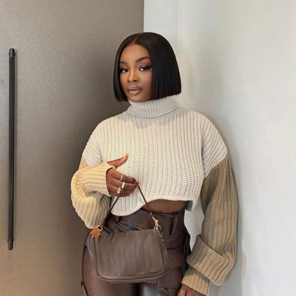 Cropped Colourblock Patchwork Jumper - Image 2