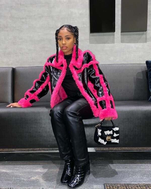 Red Faux Leather Patchwork Coat - Image 2