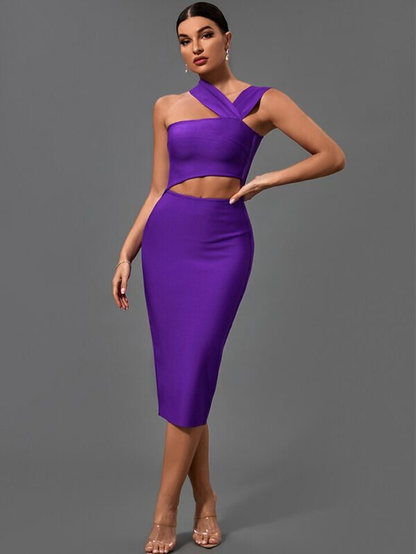Off Shoulder Cut-Out Midi Dress - Image 2