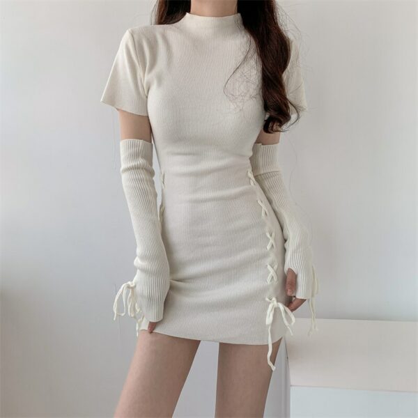 Knitted Mini Dress With Matching Gloves - Image 4