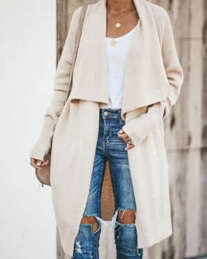 Beige Bohemian Long Cardigan