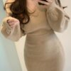 Knitted V-Neck Mini Jumper Dress - Image 4