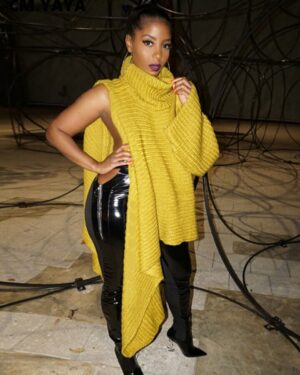 Yellow One Long Sleeve Asymmetrical Turtleneck Jumper