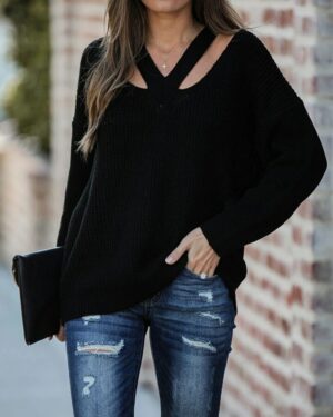 V Neck Oversize Long Sleeve Jumper