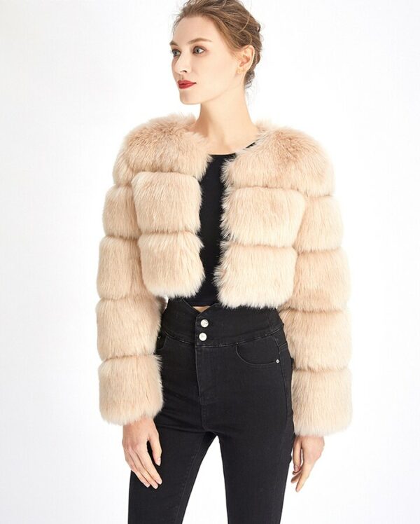 Faux Fur Crop Top Coat - Image 3