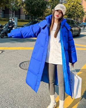 Blue Long Parka Coat