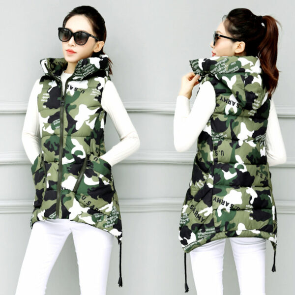 Pattern Print Gilet With Hood