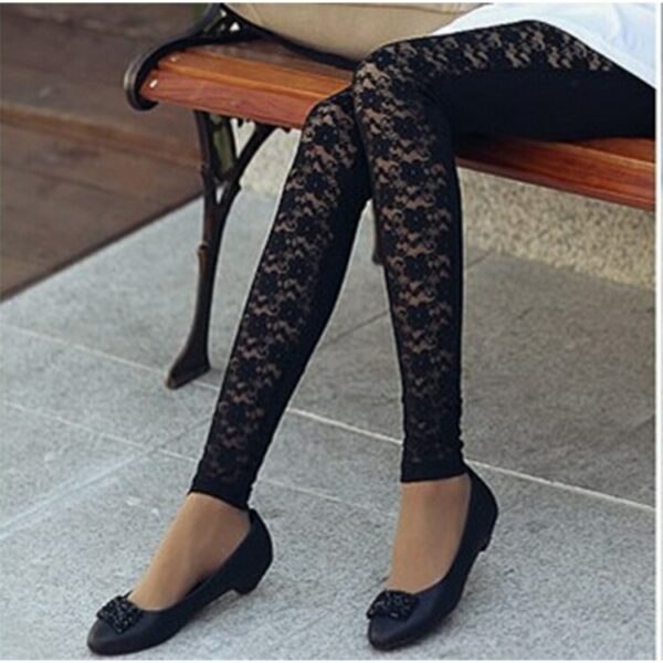 Cut Out Lace Stitching Leggings - Image 2