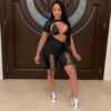 Orange Cut Out With Bra Lace Up Jumpsuit - Image 2