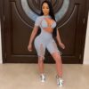 Orange Cut Out With Bra Lace Up Jumpsuit - Image 3