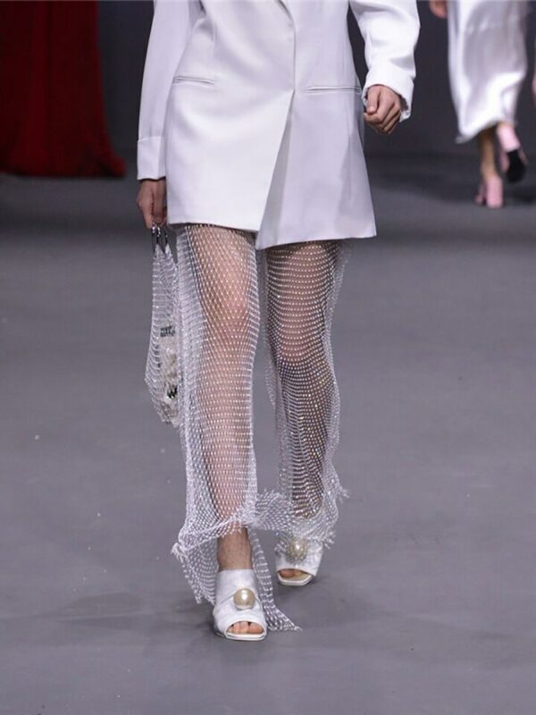 Shiny Crystal Fishnet Trousers - Image 3