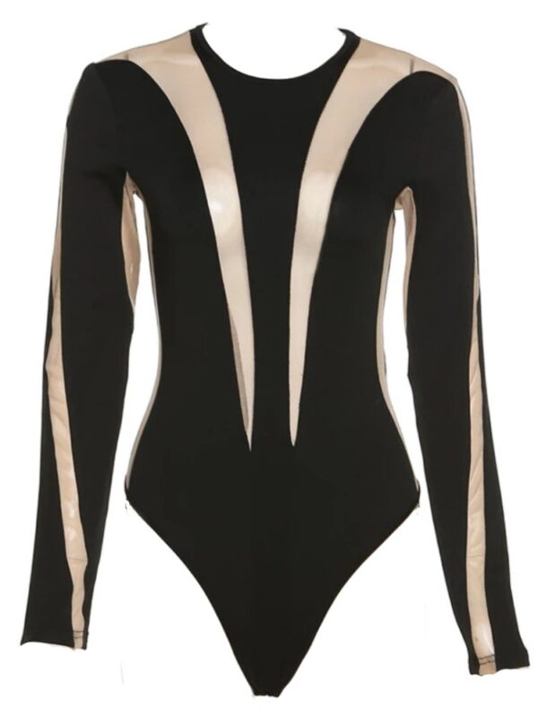 Patchwork Long Sleeved Bodysuit - Image 2