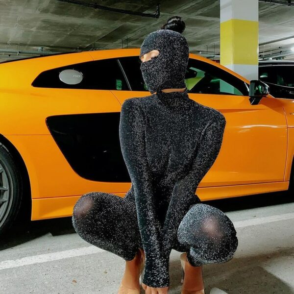 Long Sleeve Glitter Backless Jumpsuit - Image 2